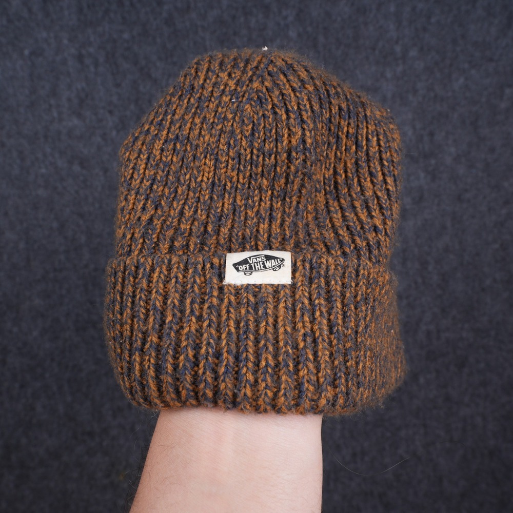 Vans Off The Wall Beanie Unisex OSFA Brown Navy Excellent Marled Knit Skater Hat